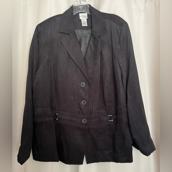 Kim Rogers Signature Faux Suede Blazer Jacket 3X Black - Picture 1 of 4
